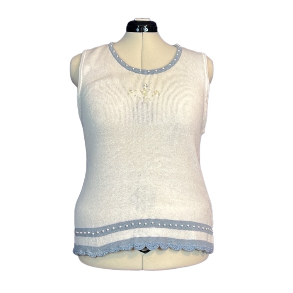 Vintage Storybook Knits "It's A Shore Thing" Sequin Anchor Sweater Tank